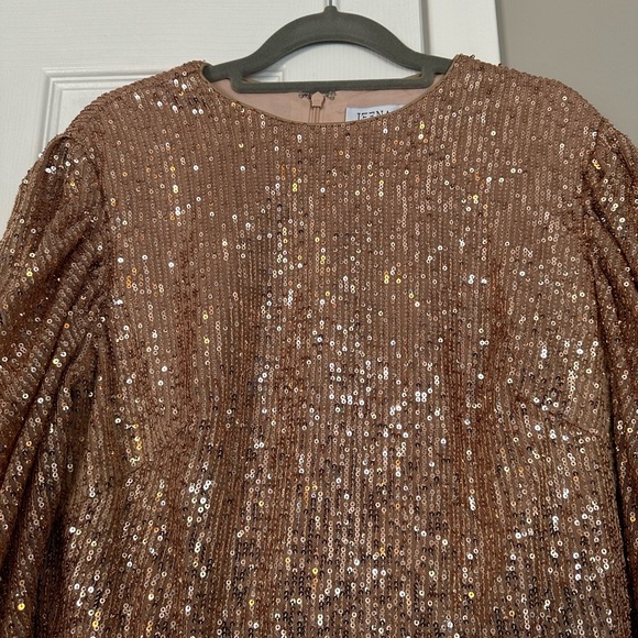 Mac Duggal Sequined High Neck Puff Long Sleeve Column Gown size 10 - Picture 5 of 12